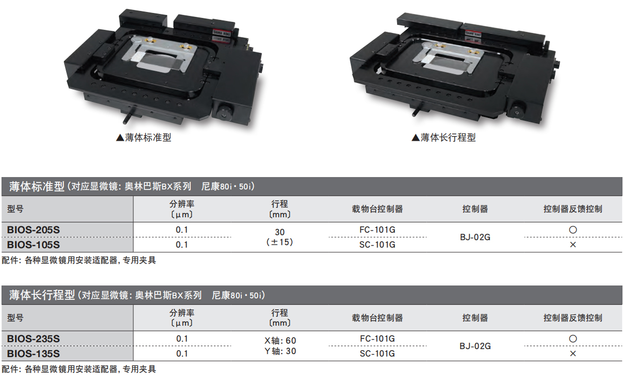 正立显微镜用XY轴载物台系统